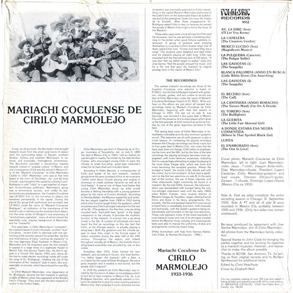 Mariachi Coculense Rodriguez - Historic Recordings Of Mexican Music, Vol. II (1933-1936)