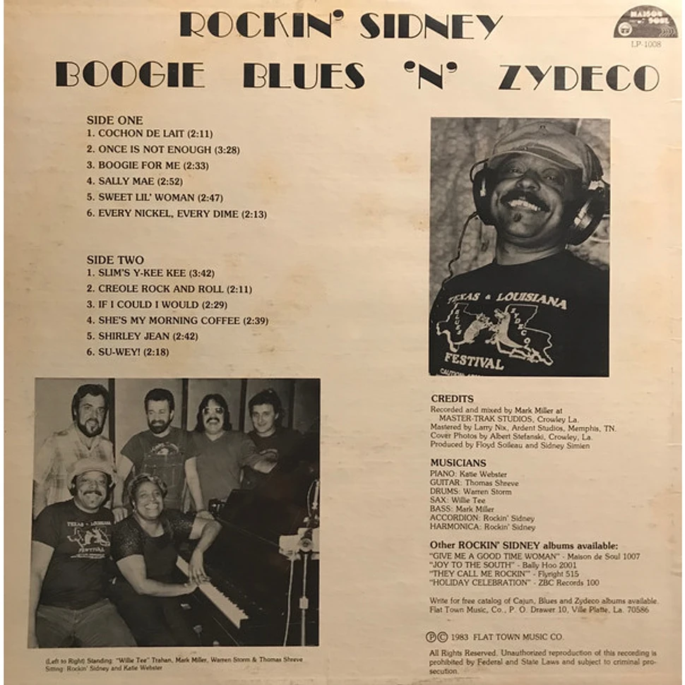 Rockin' Sidney - Boogie, Blues 'N' Zydeco