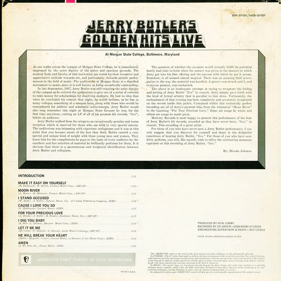 Jerry Butler - Jerry Butler's Golden Hits Live
