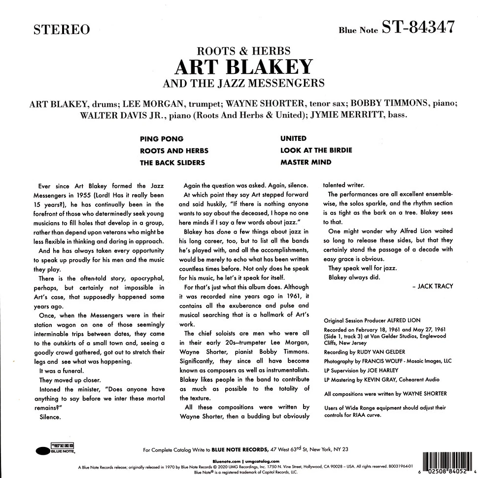 Art Blakey & The Jazz Messengers - Roots And Herbs Tone Poet Vinyl Edition