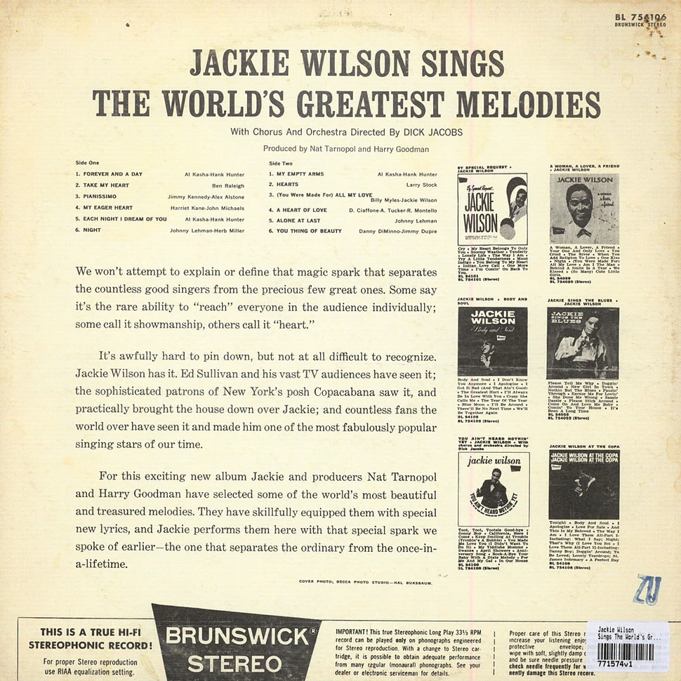 Jackie Wilson - Jackie Wilson Sings The World's Greatest Melodies