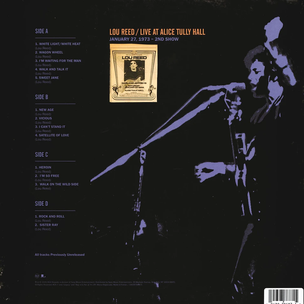 Lou Reed - Live At Alice Tully Hall - January 27, 1973 - 2nd Show Black Friday Record Store Day 2020 Edition