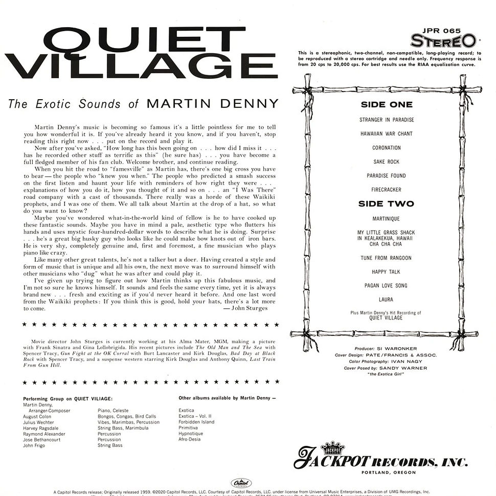 Martin Denny - Quiet Village Black Vinyl Edition