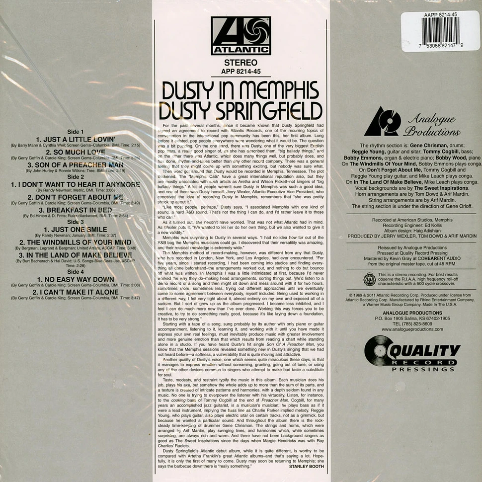 Dusty Springfield - Dusty In Memphis 45rpm, 200g Vinyl Edition
