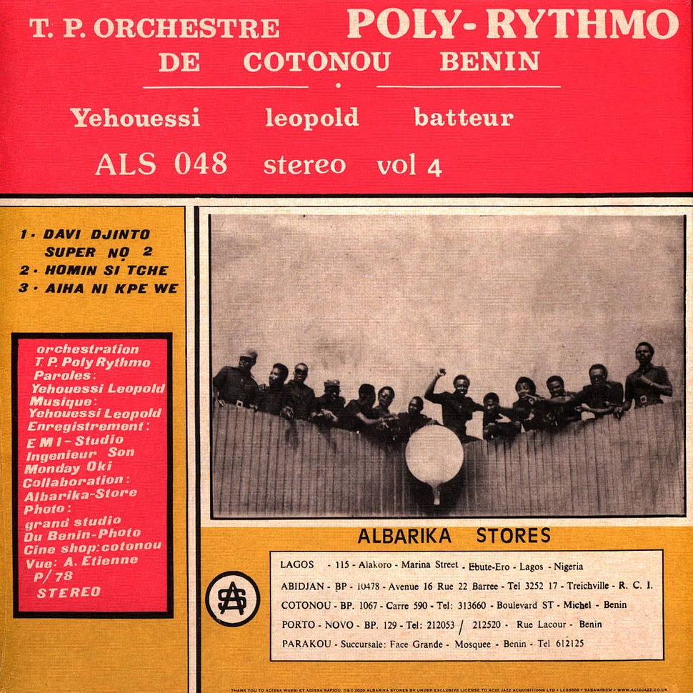 T.P. Orchestre - Poly Rythmo De Cotonou - Volume 4 - Yehouessi Leopold Batteur