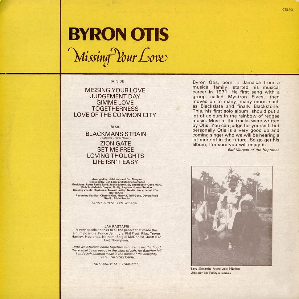 Byron Otis - Missing Your Love