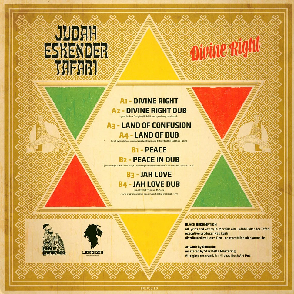 Judah Eskender Tafari & Russ Disciples, Jonah Dan & Mighty Massa - Divine Right, Dub, Land Of Confusion, Dub / Peace, Dub, Jah Love, Dub