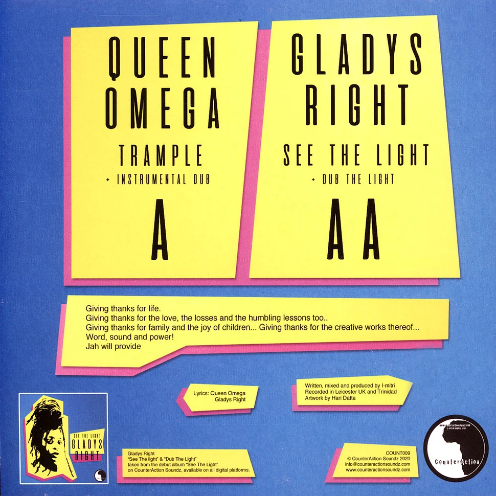 Queen Omega / Gladys Right - Trample, Instrumental / See The Light, Dub