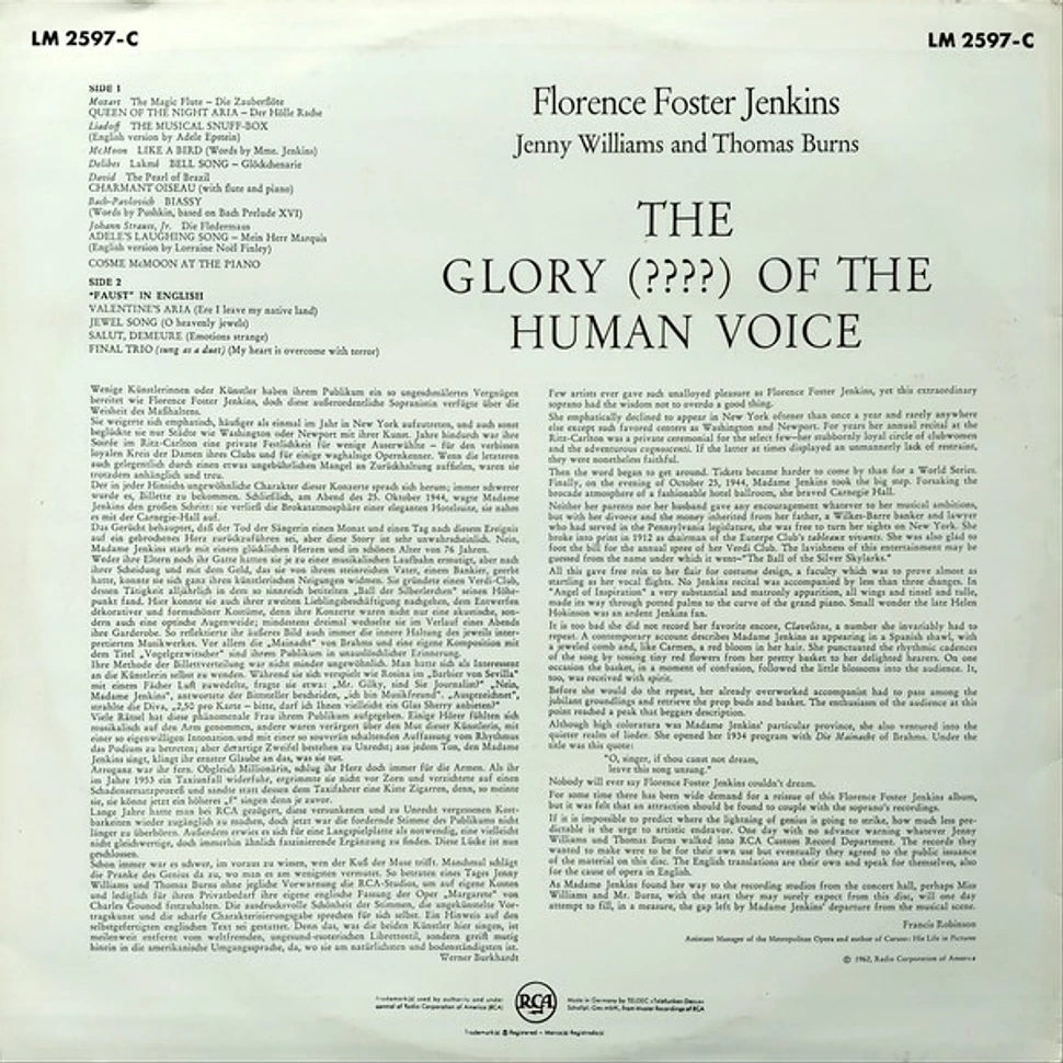 Florence Foster Jenkins / Jenny Williams And Thomas Burns - The Glory (????) Of The Human Voice
