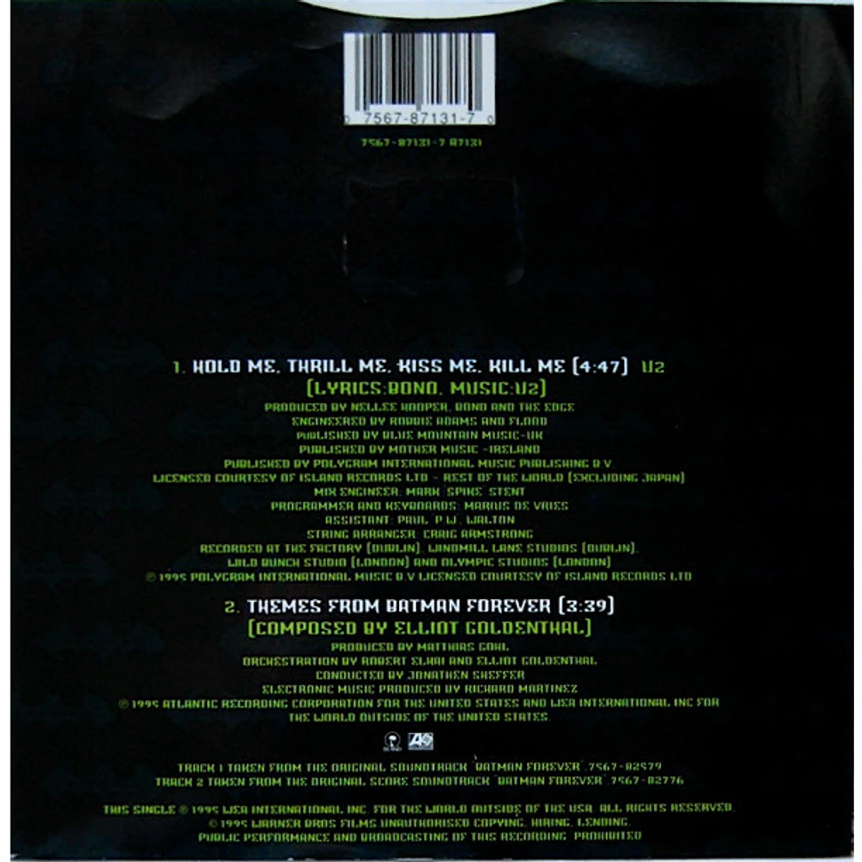 U2 - Hold Me, Thrill Me, Kiss Me, Kill Me (Original Music From The Motion Picture Batman Forever)