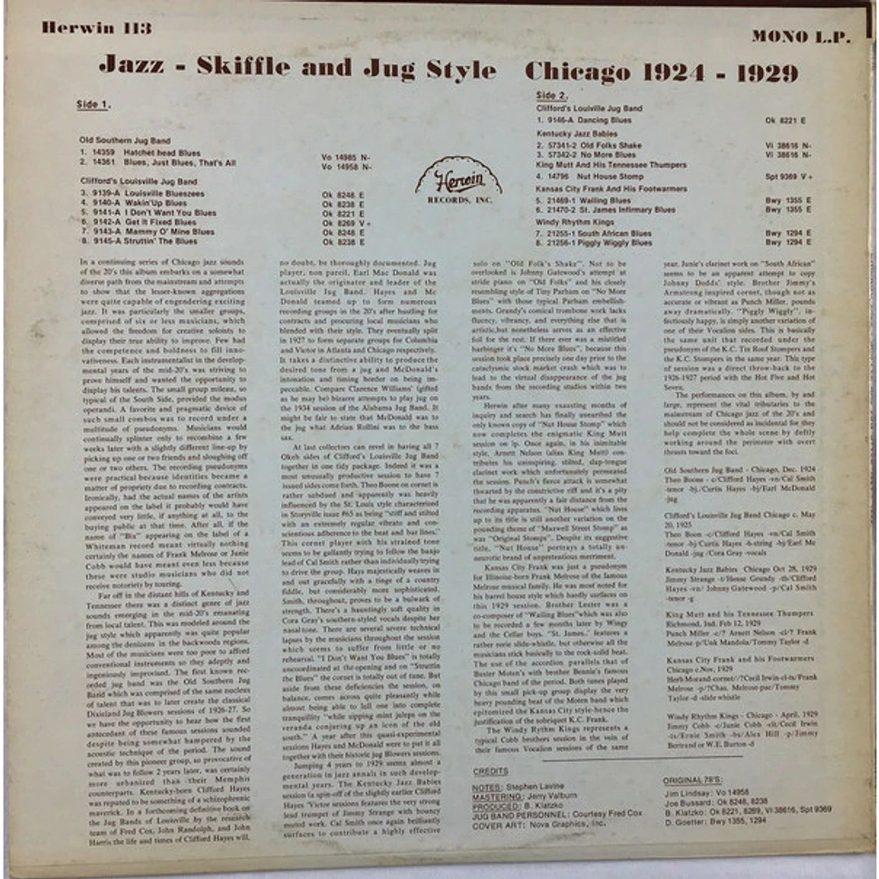 V.A. - Jazz Skiffle And Jug Style Chicago 1924-1929
