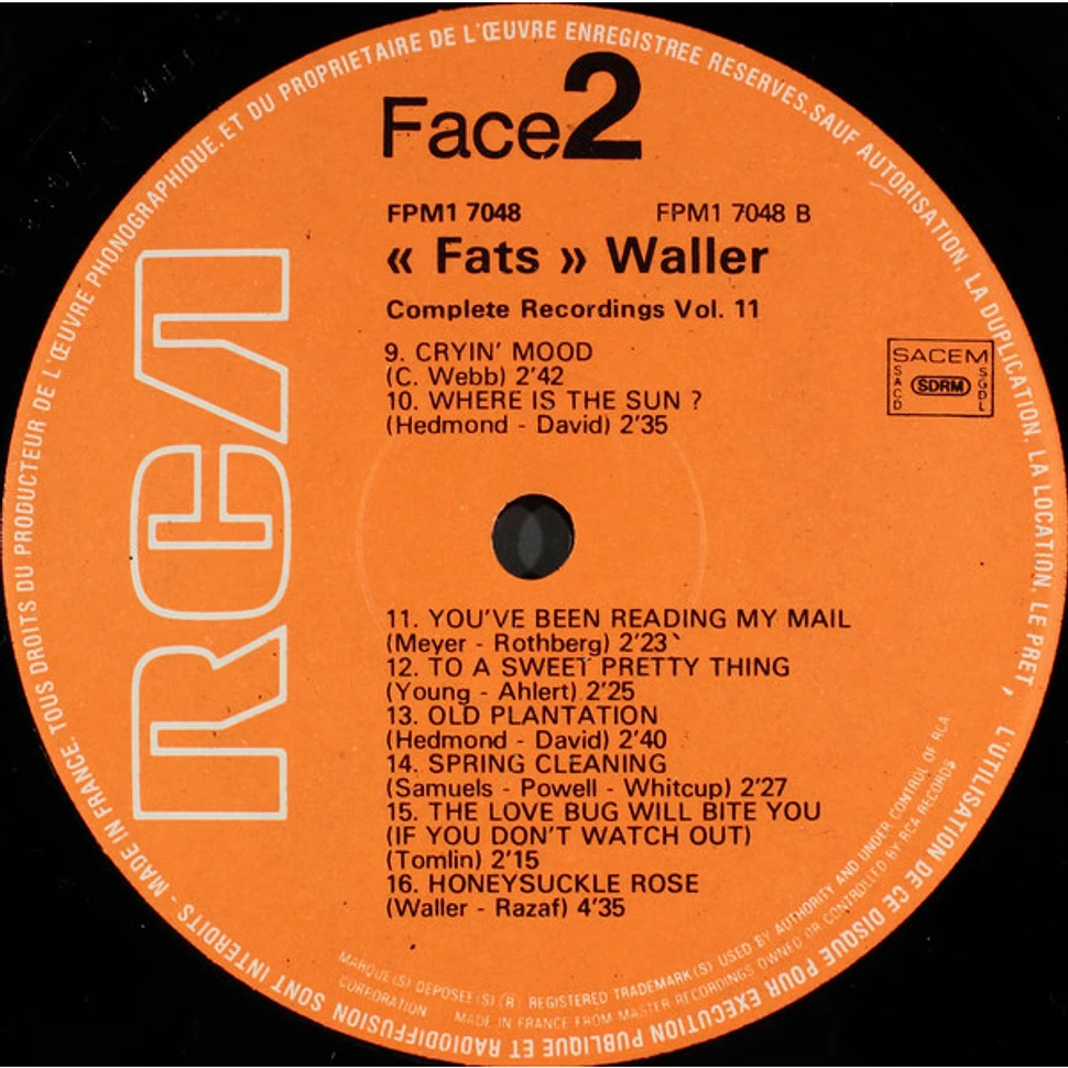 Fats Waller & His Rhythm - (1936-37) Volume 11