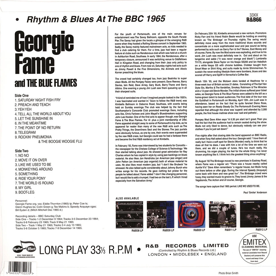 Georgie Fame & The Blue Flames - Rhythm & Blues At The Bbc 1965
