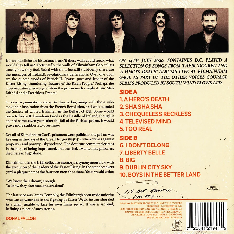 Fontaines D.C. - Live At Kilmainham Gaol Record Store Day 2021 Edition