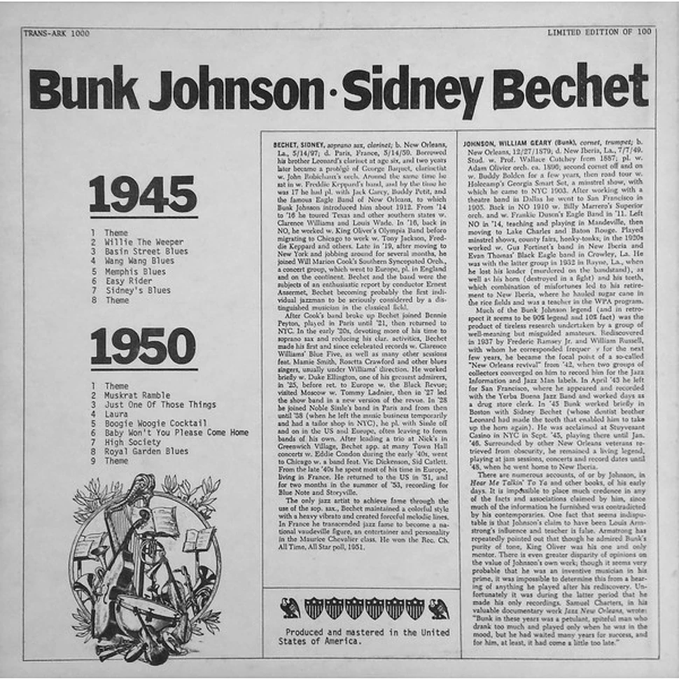 Bunk Johnson, Sidney Bechet - "Live & Lively" 1945, 1950