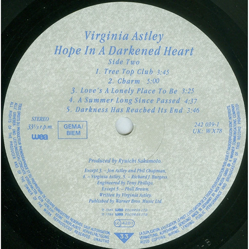 Virginia Astley - Hope In A Darkened Heart