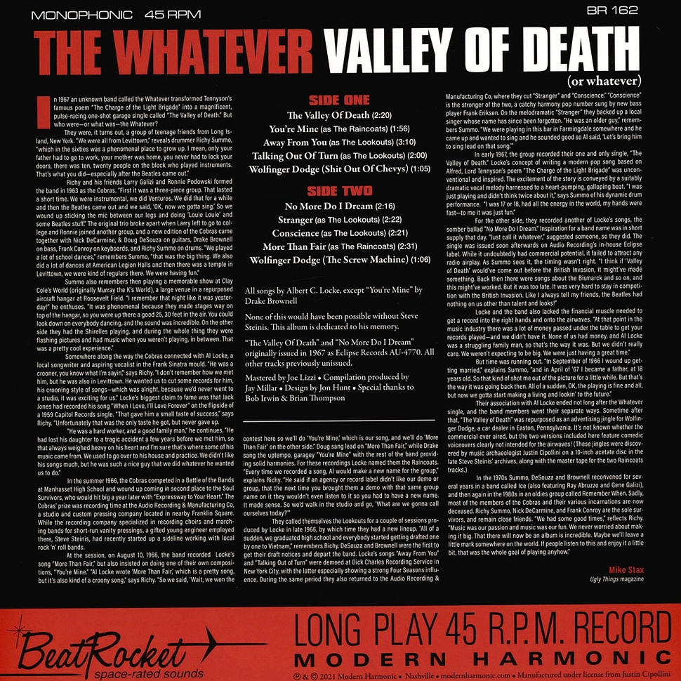 The Whatever - Valley Of Death (Or Whatever) White Vinyl Edition