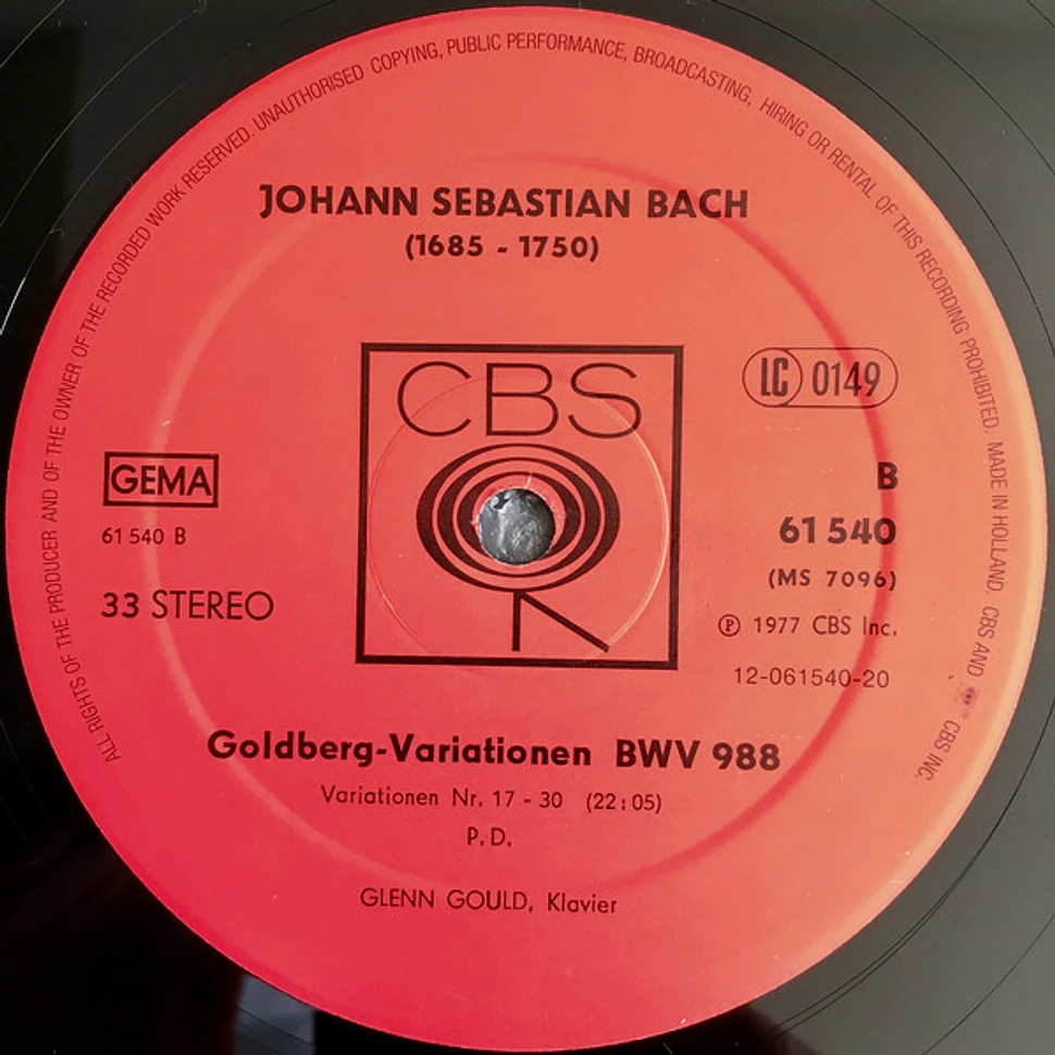 Johann Sebastian Bach - Glenn Gould - Goldberg-Variationen BWV 988