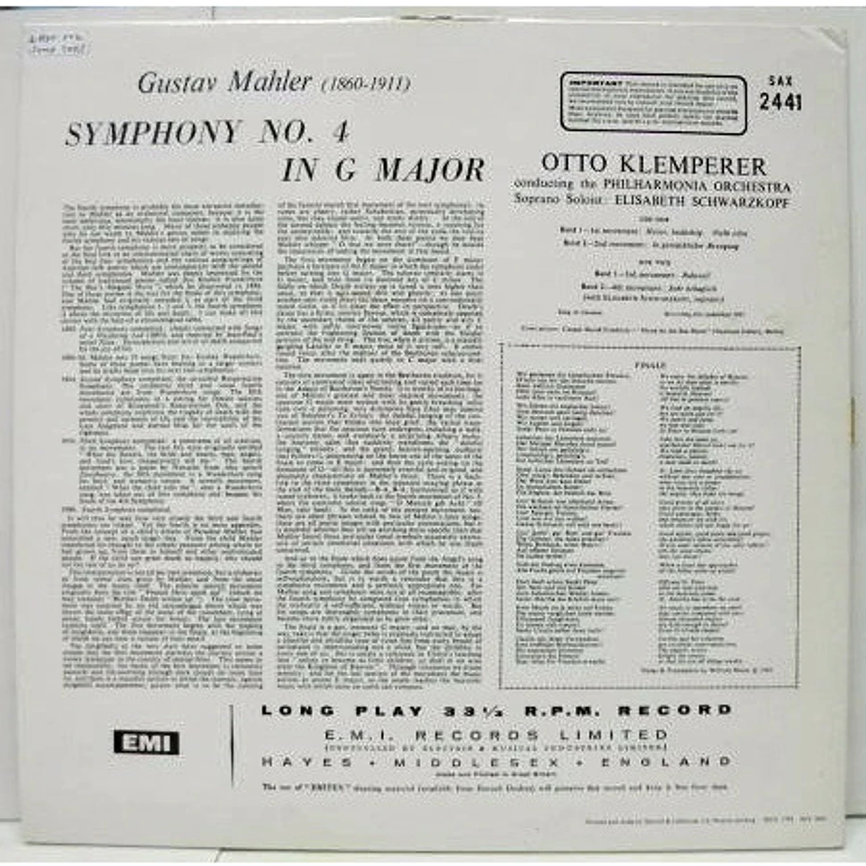Gustav Mahler, Otto Klemperer, Philharmonia Orchestra, Elisabeth Schwarzkopf - Symphony No. 4