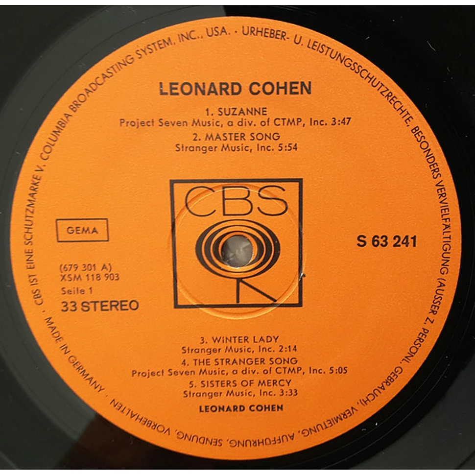 Leonard Cohen - Songs Of Leonard Cohen