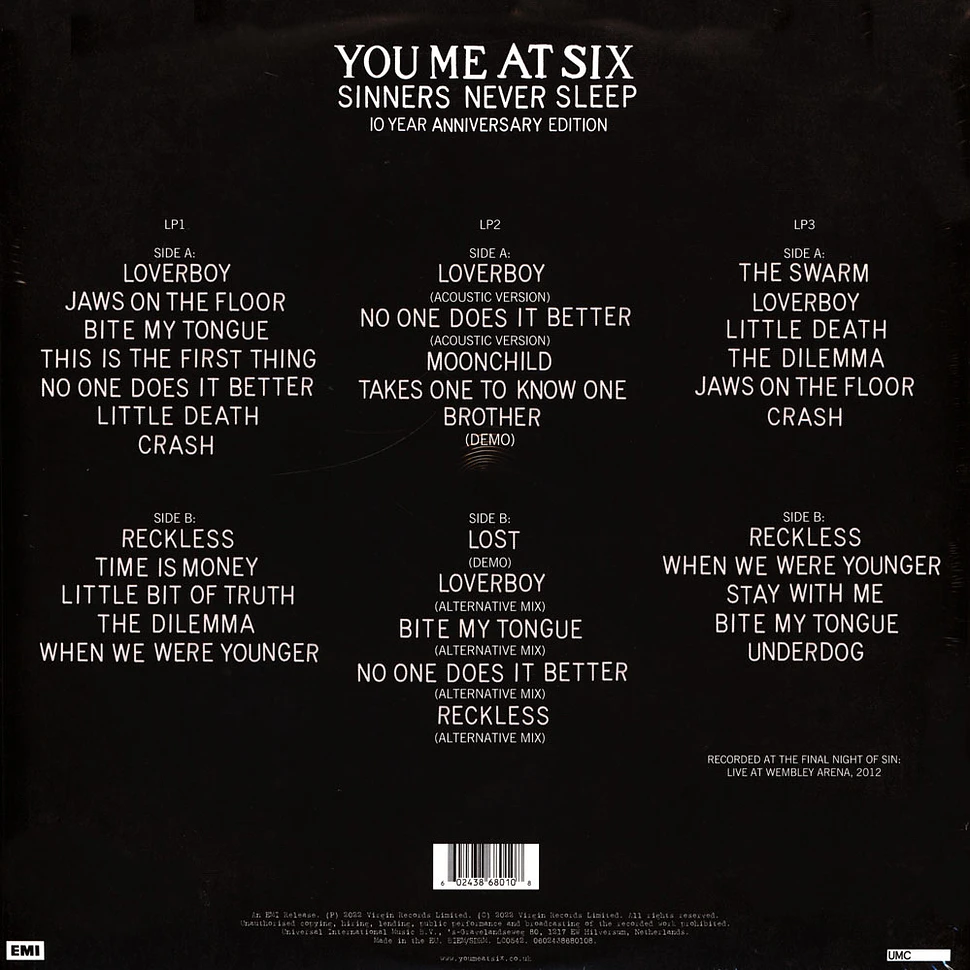 You Me At Six - Sinners Never Sleep Limited Colored Vinyl Edition