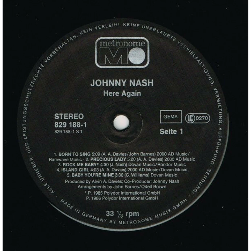 Johnny Nash - Here Again