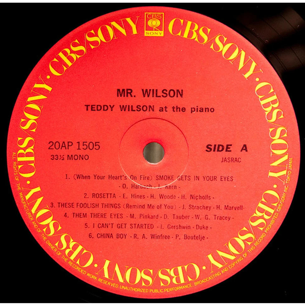 Teddy Wilson - Mr. Wilson (The Fabulous Teddy Wilson At The Piano)