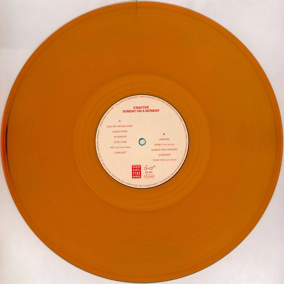 V.Raeter - Sunday On A Monday HHV Exclusive Transparent Orange Vinyl Edition