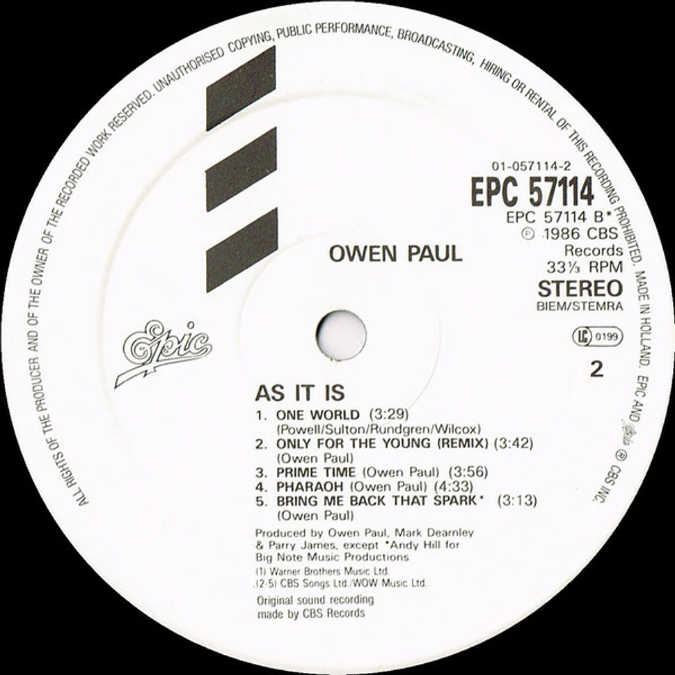 Owen Paul - As It Is ...