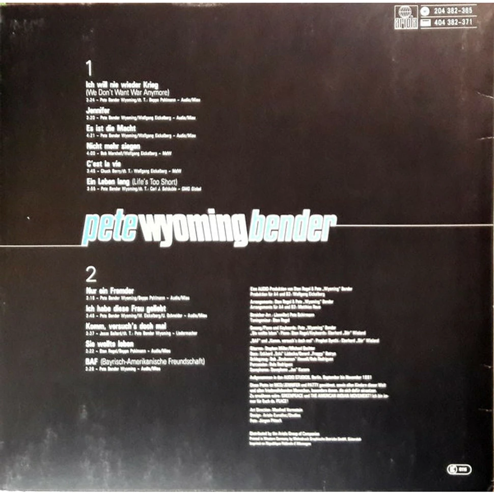 Pete Wyoming Bender - Als Ob Es Gar Nichts Wär