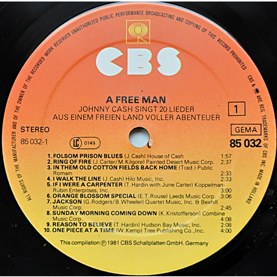 Johnny Cash - A Free Man (Johnny Cash Singt 20 Lieder Aus Einem Freien Land Voller Abenteuer)