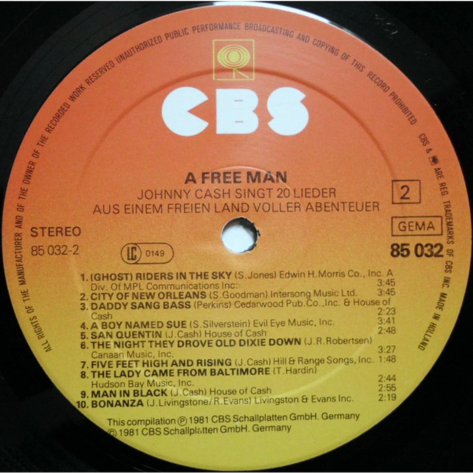 Johnny Cash - A Free Man (Johnny Cash Singt 20 Lieder Aus Einem Freien Land Voller Abenteuer)