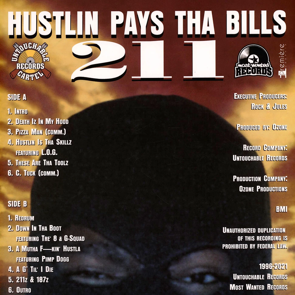 211 - Hustlin Pays Tha Bills Black Vinyl Edition - Vinyl LP - 1996