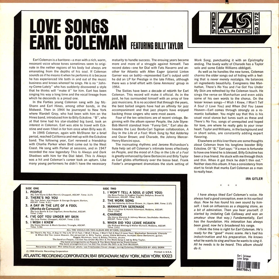 Earl Coleman - Love Songs