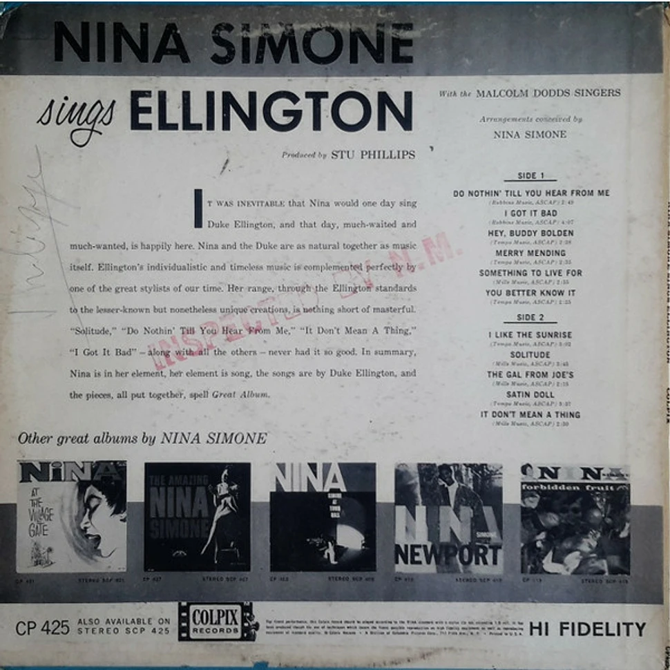 Nina Simone - Nina Simone Sings Ellington