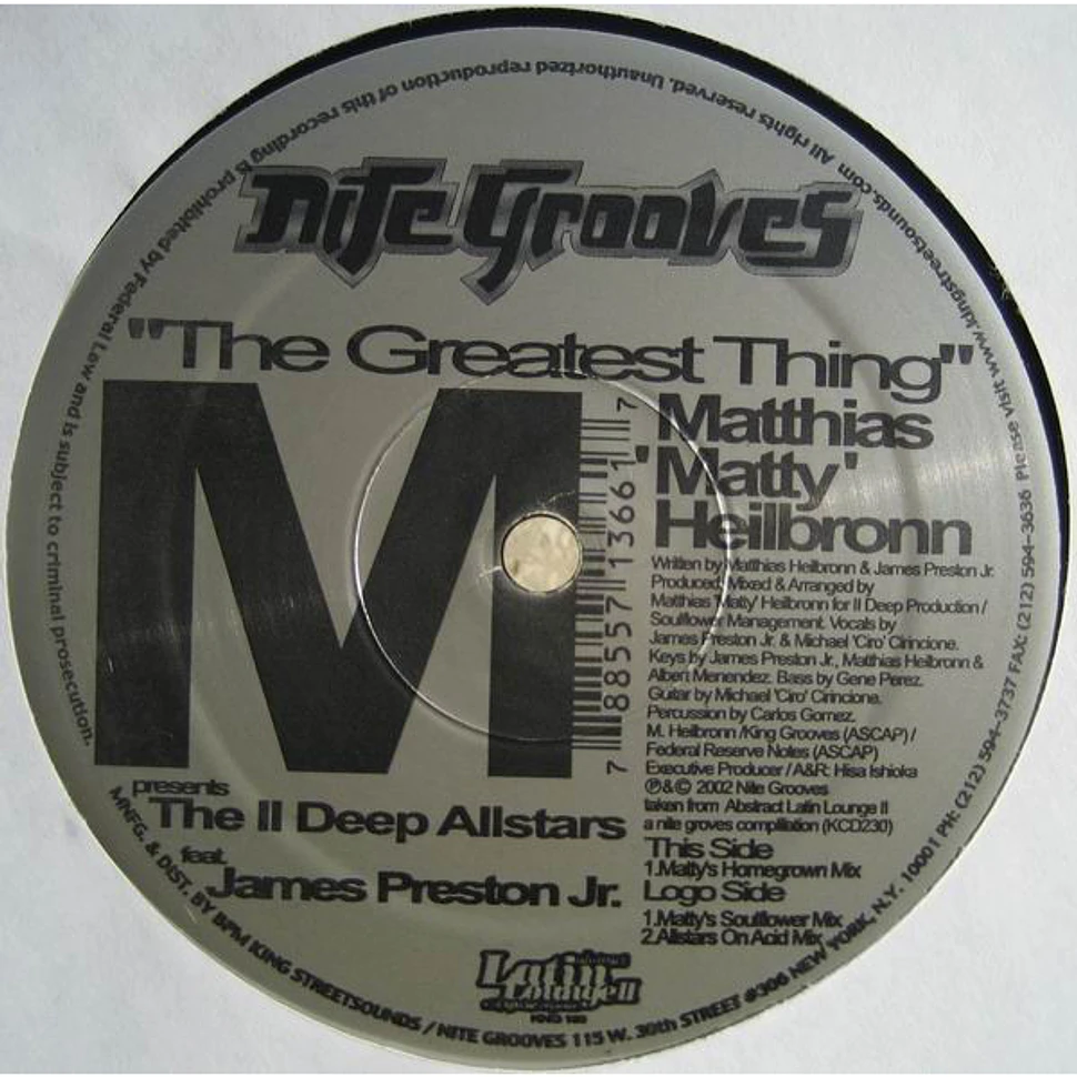 Matthias Heilbronn Presents The II Deep Allstars Feat. James Preston - The Greatest Thing