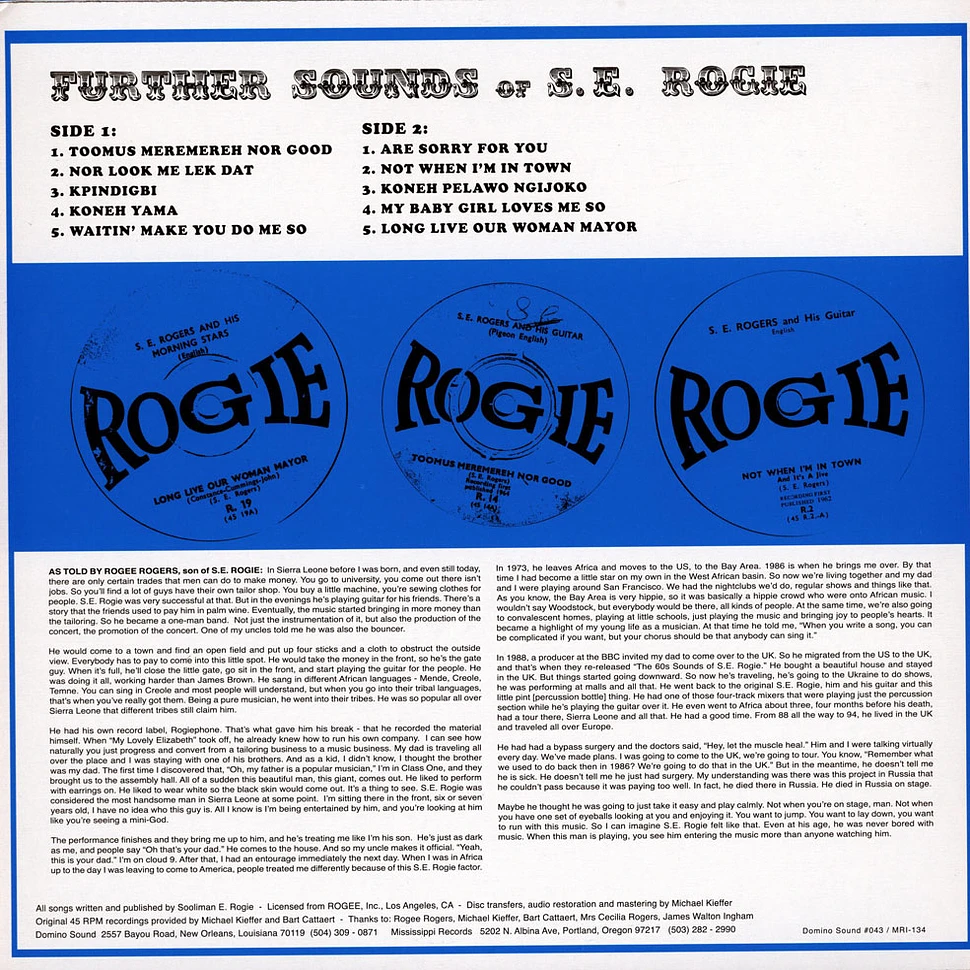 S.E. Rogie - Further Sounds Of S.E. Rogie