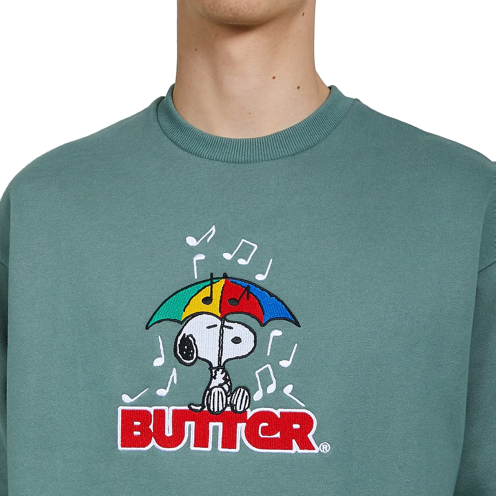 Butter Goods x Peanuts - Umbrella Embroidered Crewneck Sweatshirt