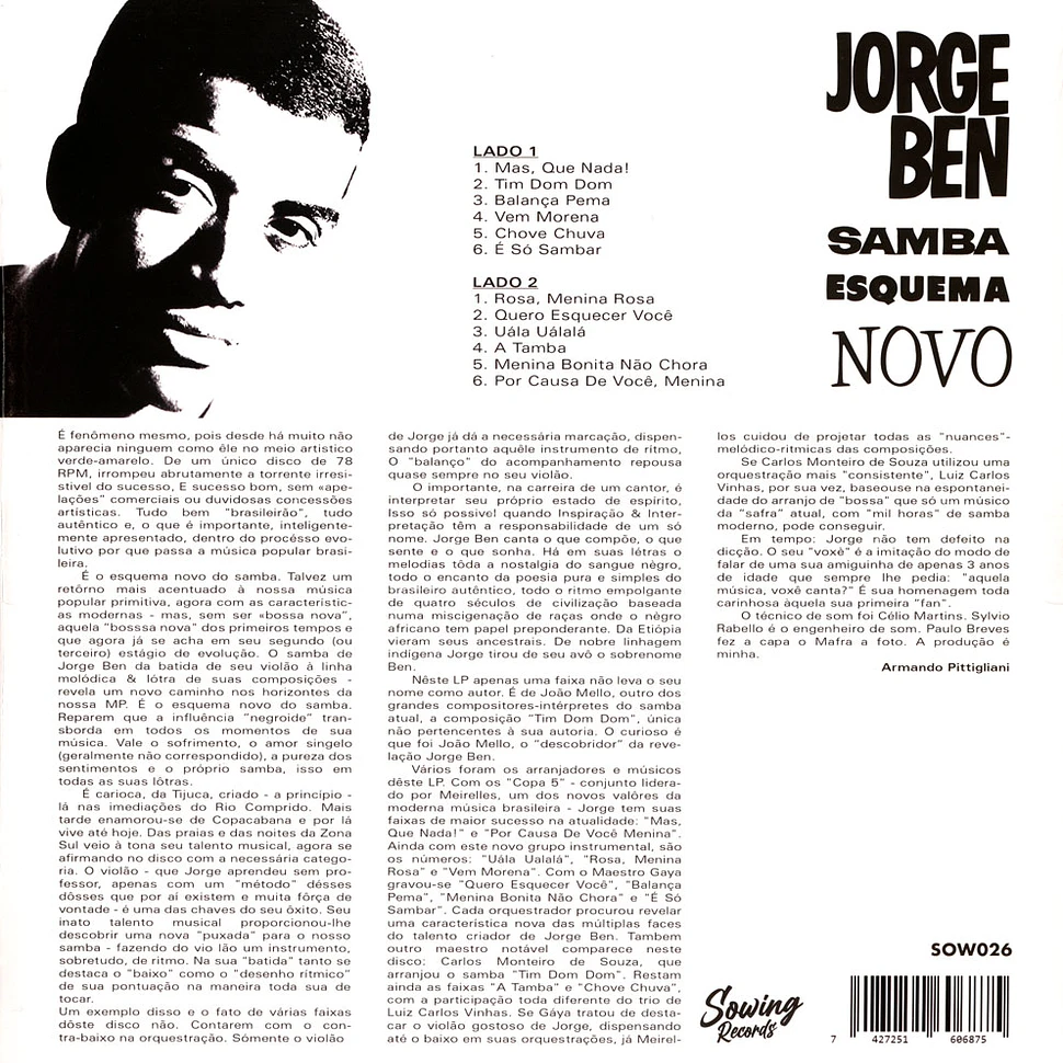 Jorge Ben - Samba Esquema Novo Clear Vinyl Edtion