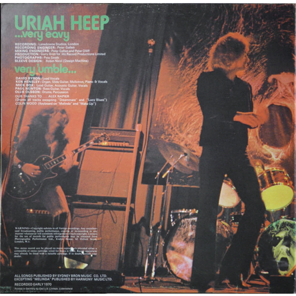 Uriah Heep Very Eavy Very Umble Vinyl Lp 1970 De Original Hhv