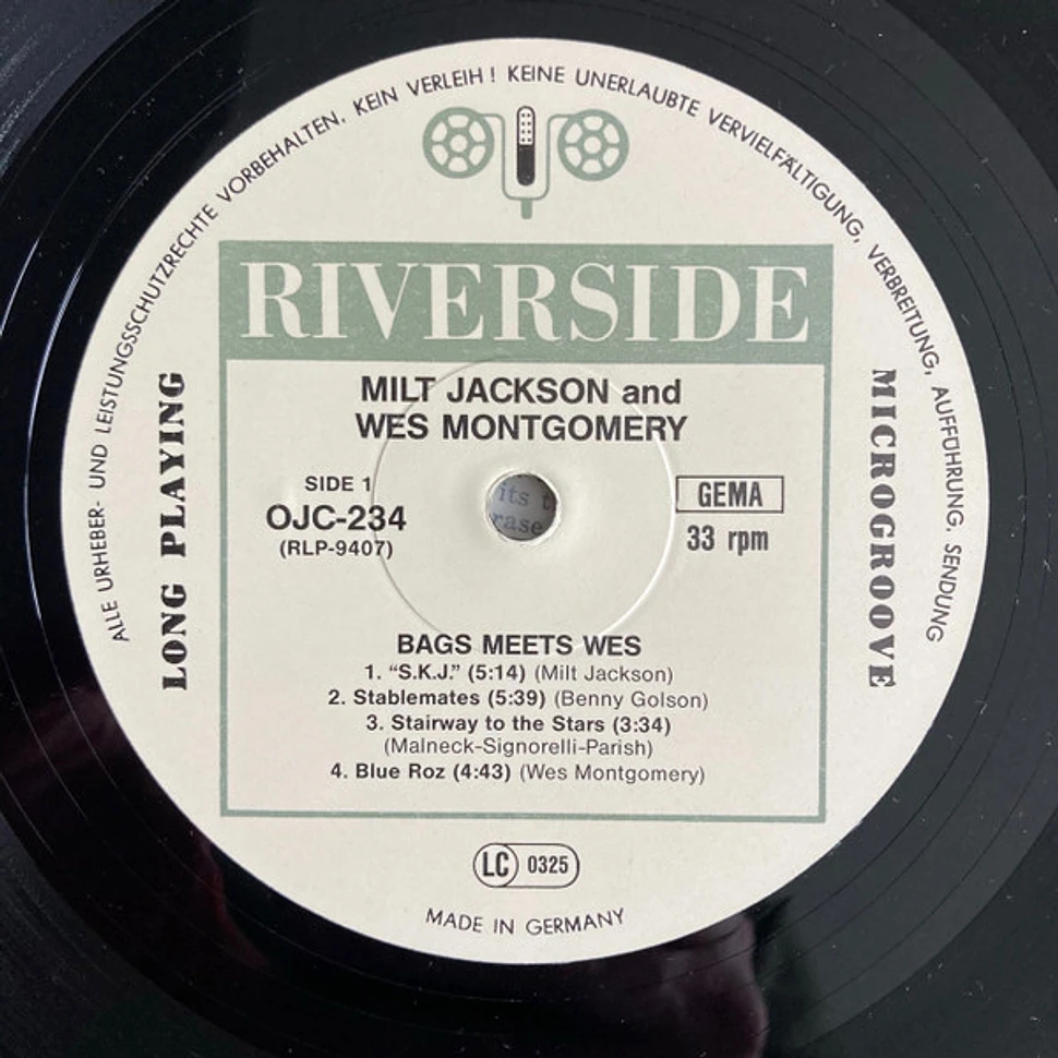 Milt Jackson and Wes Montgomery Bags Meets Wes! Vinyl LP 1986 DE Reissue HHV