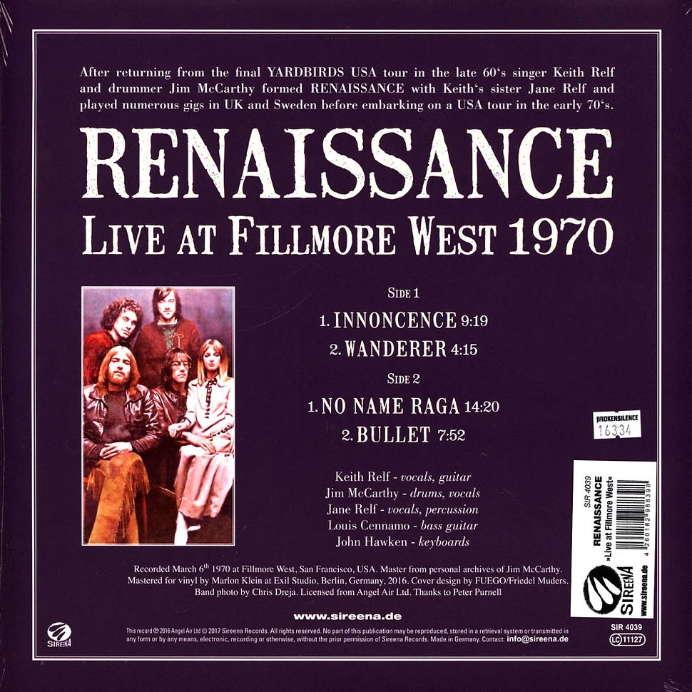 Renaissance - Live At Fillmore West