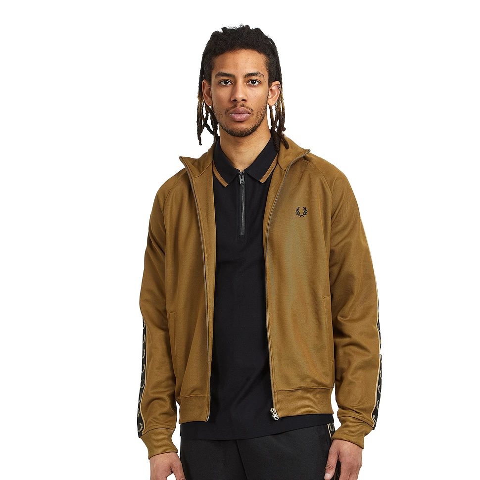 Fred Perry - Contrast Tape Track Jacket (Shaded Stone / Black) | HHV