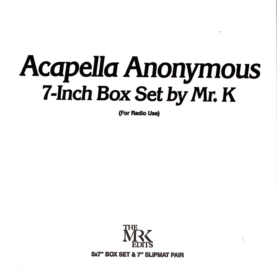 Mr. K - Acapella Anonymous 7-Inch Box Set By Mr. K Black Friday Record Store Day 2022 Edition