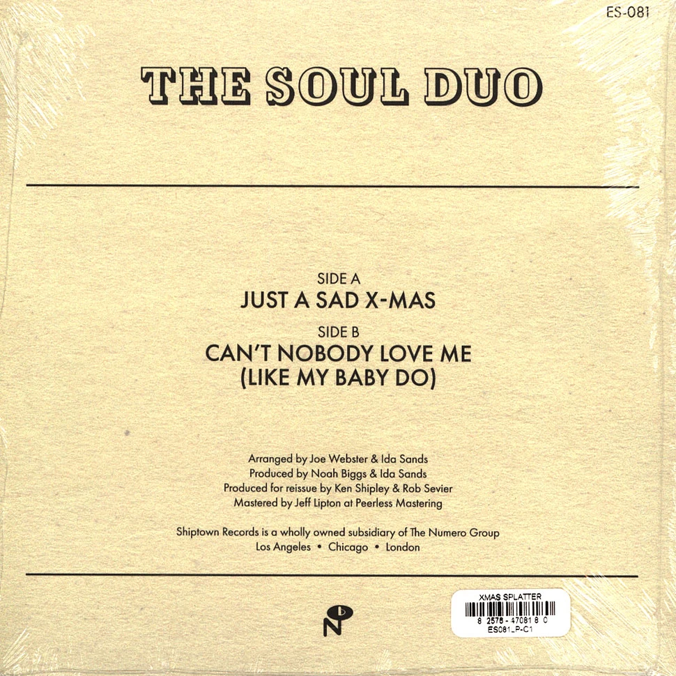 The Soul Duo - Just A Sad Xmas / Can't Nobody Love Me Black Vinyl Edition