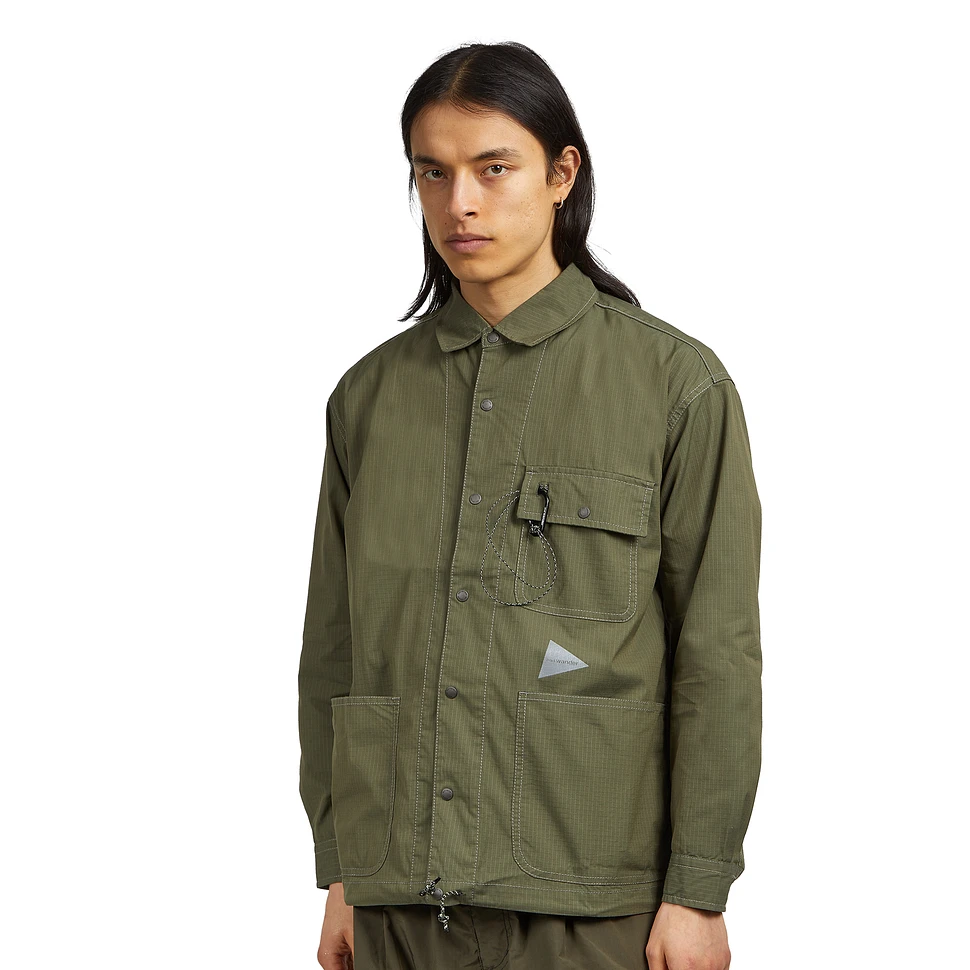 and wander - Dry Rip Shirt Jacket (Khaki) | HHV