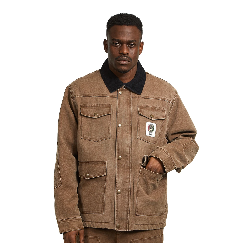 Patta - Canvas Chore Jacket (Washed Brown, Lined With Poly Sherpa) | HHV