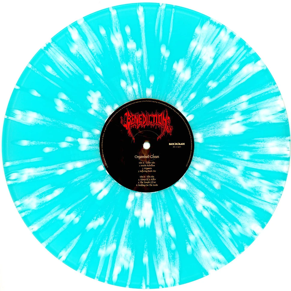 Benediction - Organised Chaos Light Blue / White Splatter Vinyl Edition