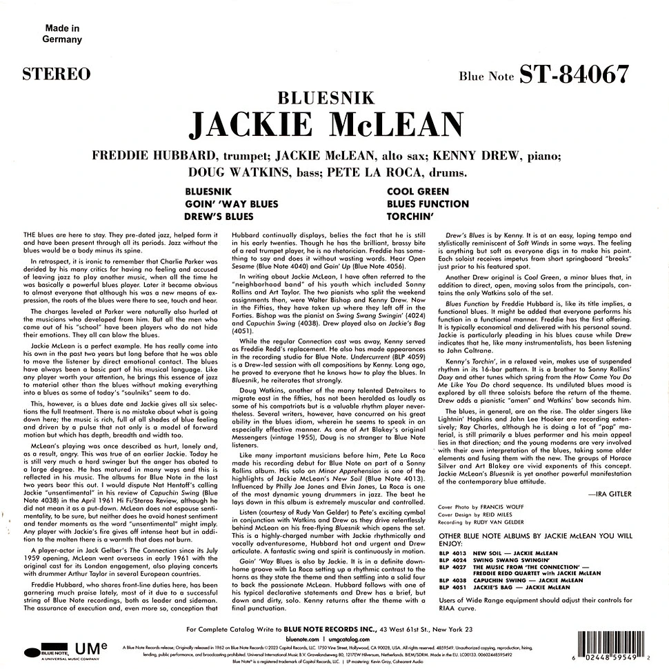 Jackie McLean - Bluesnik Blue Note Classic Vinyl Edition