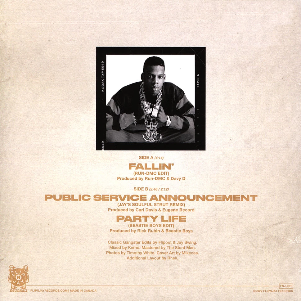 Jay-Z - Fallin / P.S.A. / Party Life Classic Gangster Edits By Flipout & Jay Swing Black Vinyl Edition